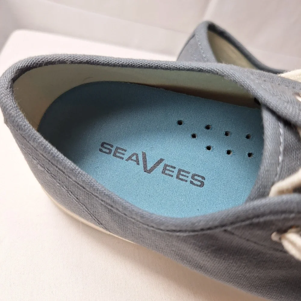 SEAVEES Monterey Sneakers Womens Sz 7 Slate Blue Canvas White Rubber Toe Cap NEW